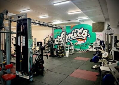 Sporting Wheelies Brisbane gym with mural painted on the wall that says “No Limits”